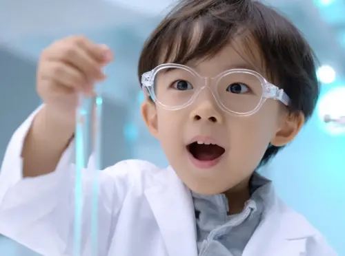 実験で喜ぶ子供