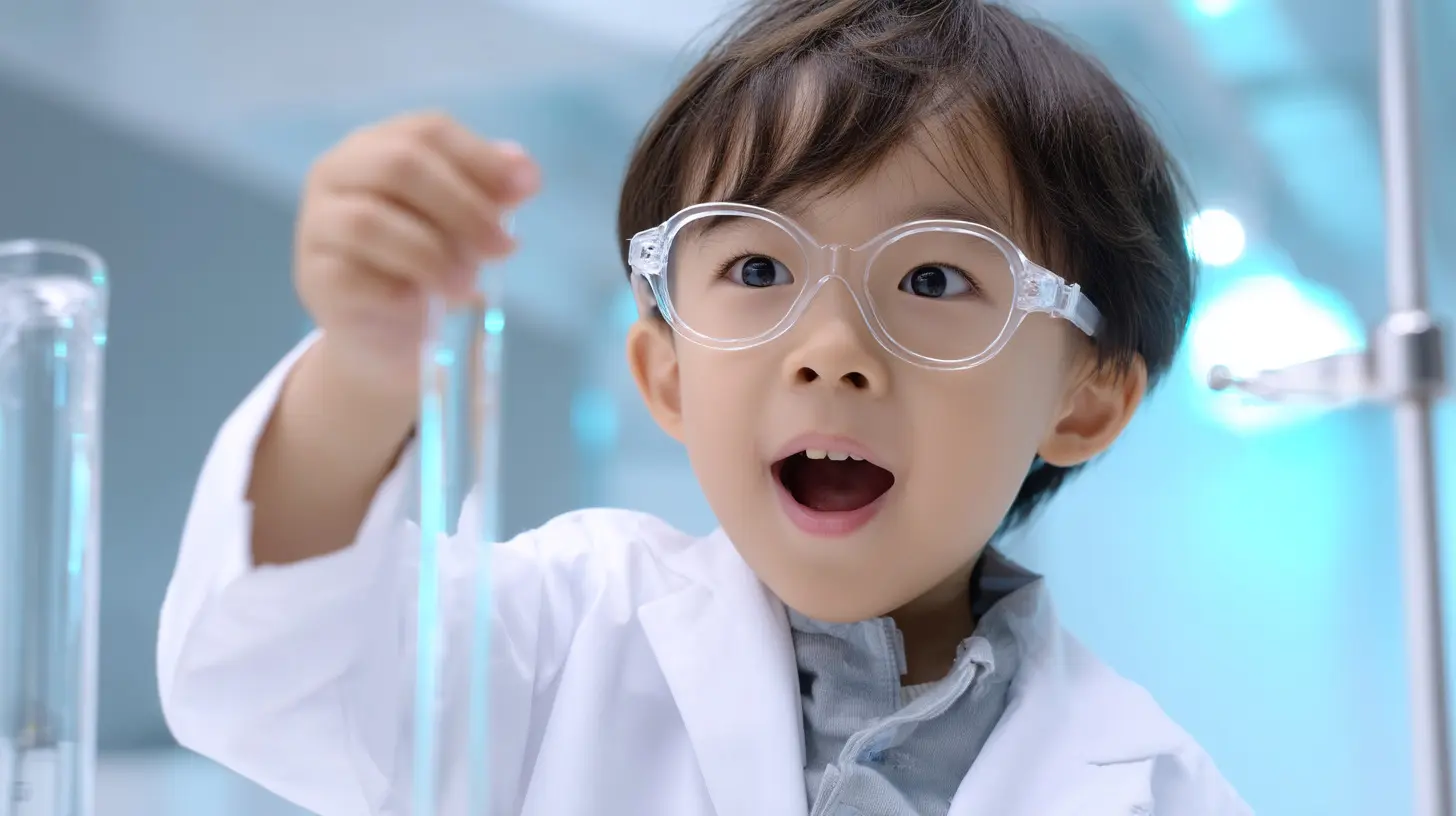 実験で喜ぶ子供