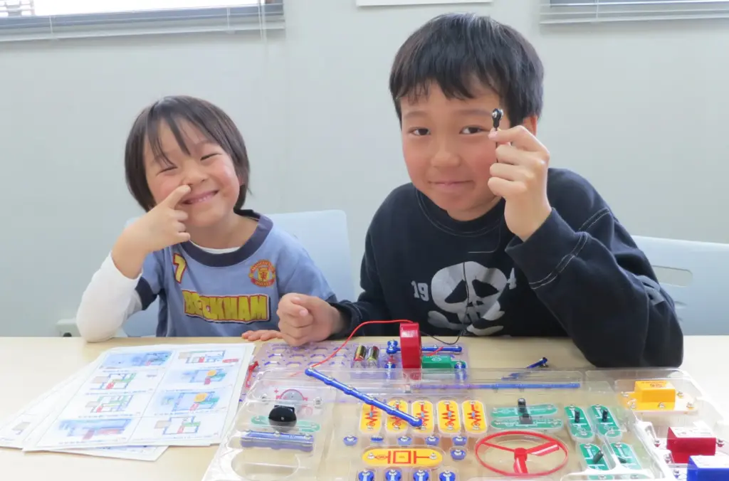 電気の実験を楽しむ兄弟
