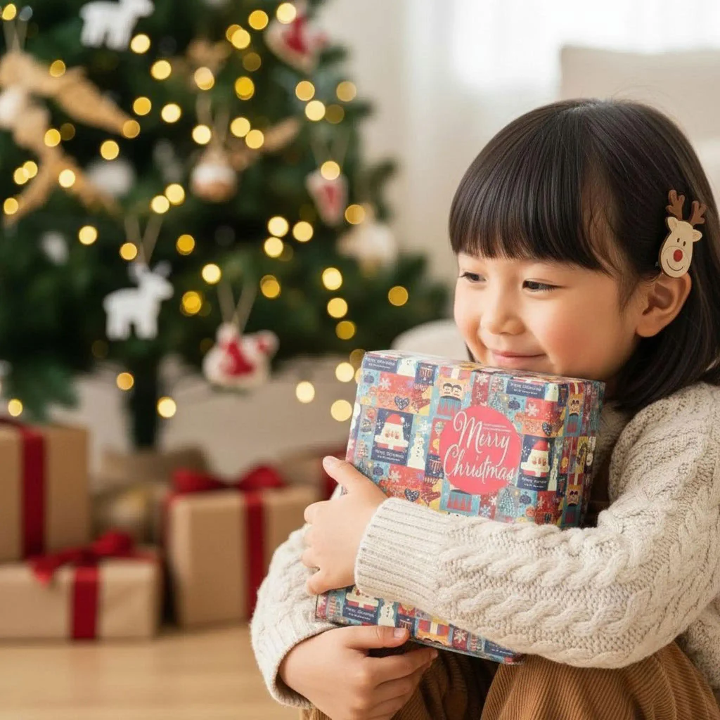 クリスマスラッピング抱える女の子